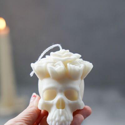 Bougie de cire de soja de crâne | Bougie squelette | Décoration d'Halloween
