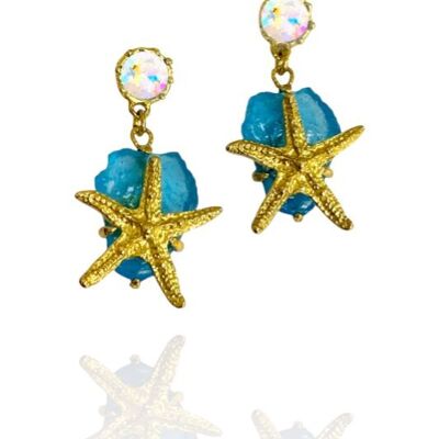Pendientes DUBROVNIK GLOW Estrella de Mar con cristallo e resina