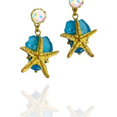Pendientes DUBROVNIK GLOW Estrella de Mar con cristallo e resina