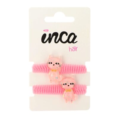 Set of 2 scrunchies with kitten figure