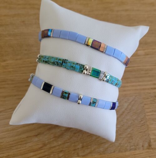 TILA - 3 bracelets - Bijoux - femme -lavende version argentée -  cadeaux - Fête des grands-mères