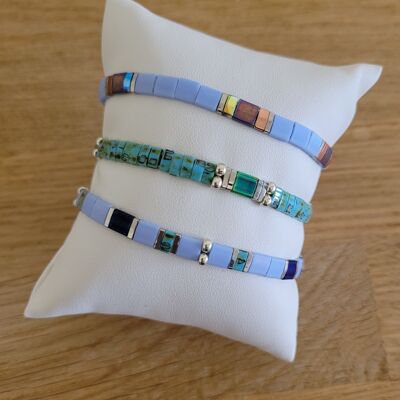 TILA - 3 bracelets - Bijoux - femme -lavende version argentée -  cadeaux - Fête des grands-mères