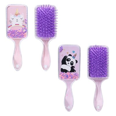 Rectangular hair brush - Panda-Kitten - Children