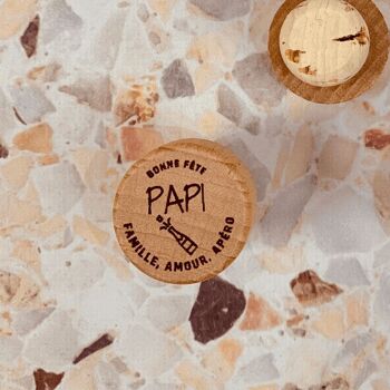 Bouchon Bouteille de Vin "Bonne Fête Papi" en liège et bois - My Bambou 3