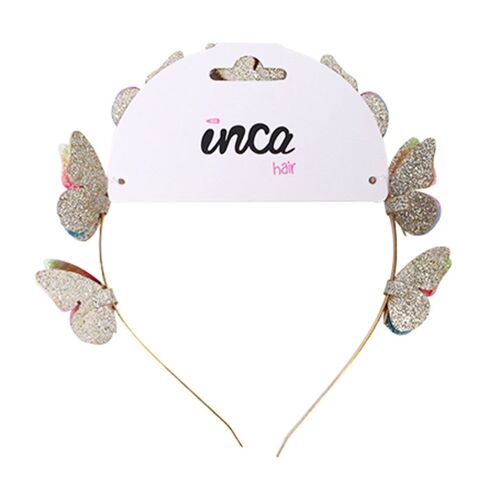 Diadema infantil de metal fina con mariposas