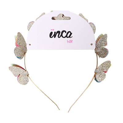 Children's thin metal headband with butterflies