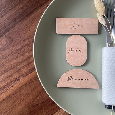 Personalized engraved wooden place marker