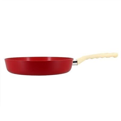 Magenta frying pan 28cm in aluminum induction wood effect handle