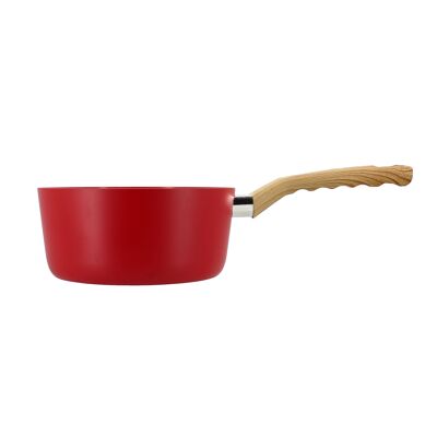 Cacerola magenta 18cm en aluminio inducción mango efecto madera