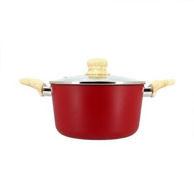 Magenta 20cm induction aluminum stewpot with glass lid