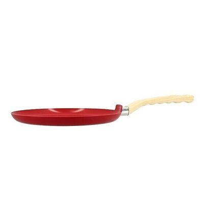 Crêpière magenta 26cm en aluminium induction poignée effet bois