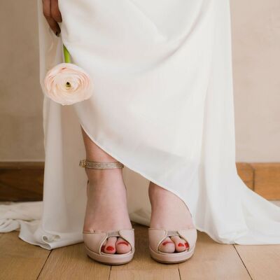 Nude and gold bridal sandal