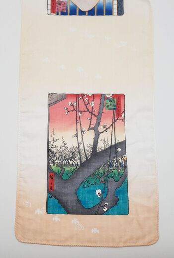 Tenugui serviette japonaise 100% coton imprimé avec reproduction d'estampes Chat & Mont Fuji de l'artiste japonais Utagawa Hiroshige 2