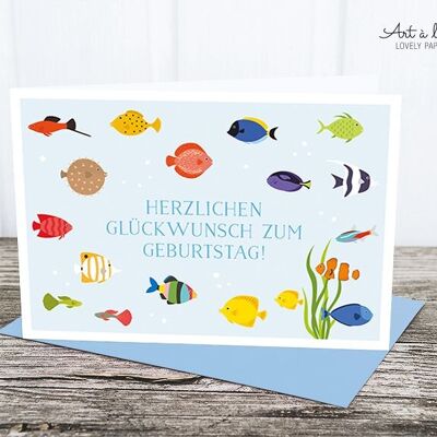 Carte pliante : Anniversaire Aquarium