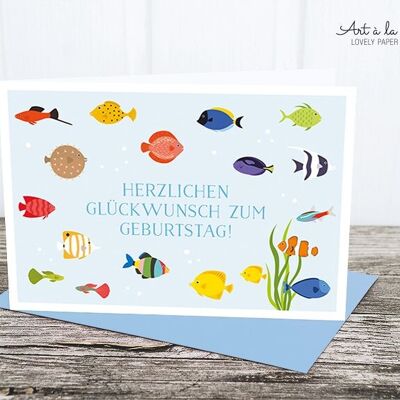 Folding card: Aquarium birthday