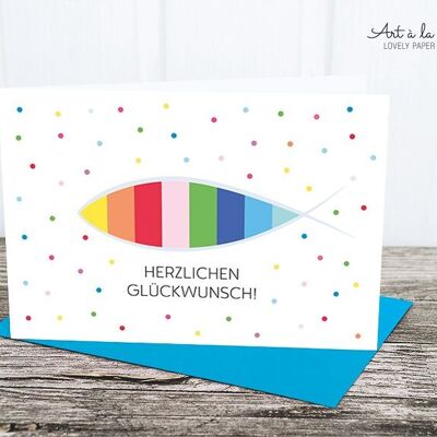 Folding card: rainbow fish