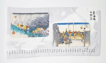 Tenugui serviette japonaise 100% coton imprimé avec reproduction d'estampes Pont de Tokyo de l'artiste japonais Utagawa Hiroshige 1