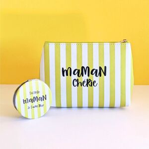 Pochette + miroir simili cuir Maman chérie - Cadeau maman, cadeau maman Noël, cadeau fête des mères, cadeau anniversaire maman utile - Je t'aime maman