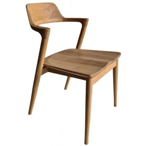 HIRO-Chaise naturel en bois avec accoudoirs