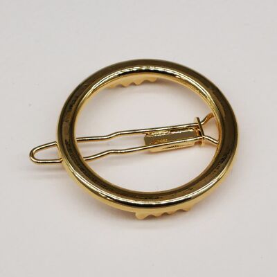 Smooth golden round barrette - Little Alice (3.5 cm)