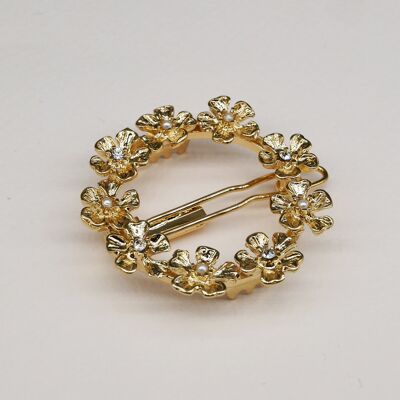 Round flower barrette - Little Olivia gold (3.5 cm)