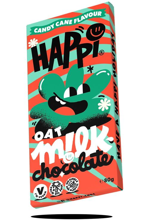 Happi Vegan Oat M!lk Chocolate Bar, Candycane, 80g
