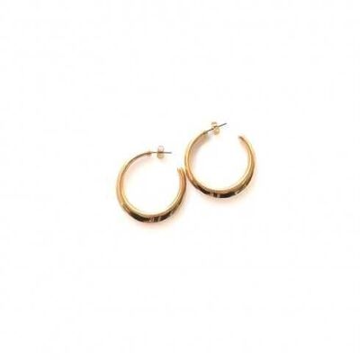 Moon-shaped hoop earrings gilded with 24K fine gold 0.25 micron