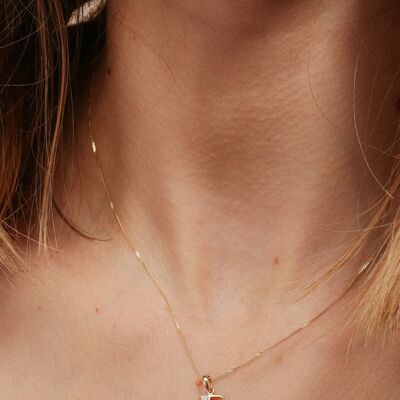 Solid Yellow Gold Diamond "F" Initial Pendant Necklace