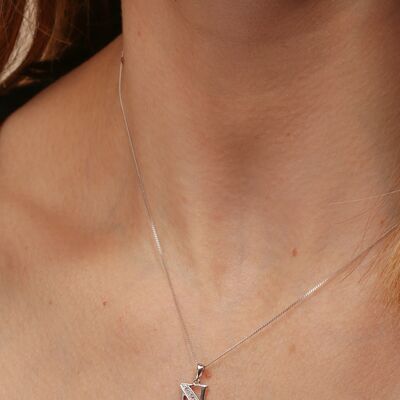 Solid White Gold Diamond "N" Initial Pendant Necklace