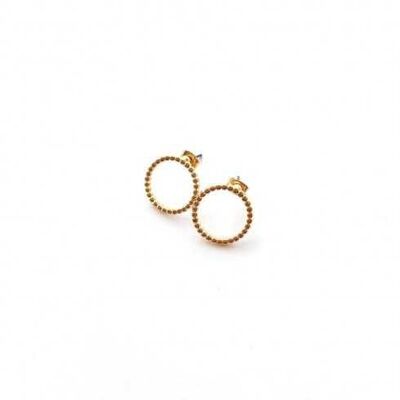 Boucles d'oreilles cercle de billes doré 24K 0.25 micron