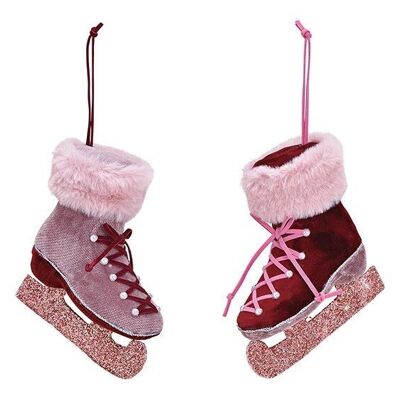 Hanging ice skates made of plastic Bordeaux, old pink, 2-fold, (W/H/D) 11x12x4cm