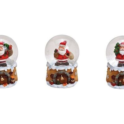 Sfera di neve Babbo Natale in plastica marrone 3 volte, (L / A / P) 4x6x4cm