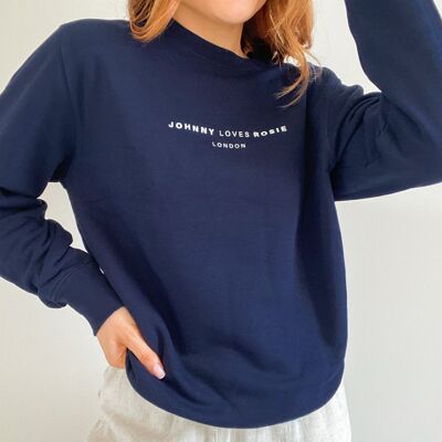 Marineblaues Sweatshirt mit Rundhalsausschnitt