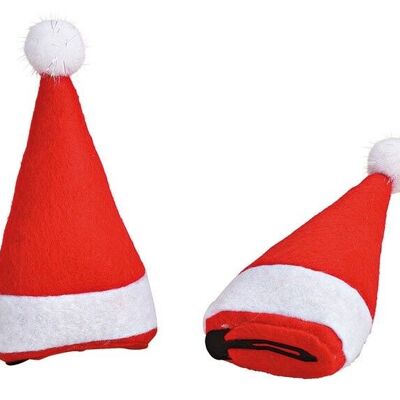 Weihnachtsmütze mit Haarklammer aus Filz Rot (B/H/T) 6x12x4cm