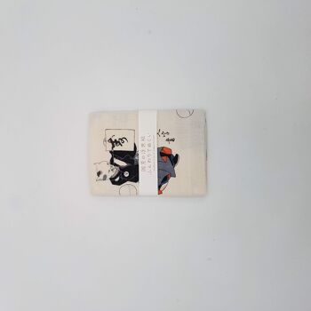 Tenugui serviette japonaise 100% coton imprimé avec reproduction d'estampe Chats Sportifs de l'artiste japonais Utagawa Kuniyoshi, bandeau 2