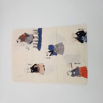 Tenugui serviette japonaise 100% coton imprimé avec reproduction d'estampe Chats Sportifs de l'artiste japonais Utagawa Kuniyoshi, bandeau 4