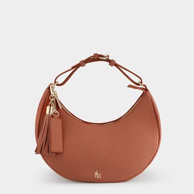 Tan Rudy Midi Half Moon Bag