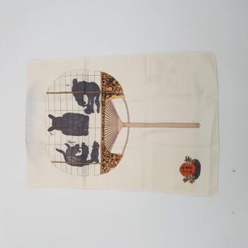 Tenugui serviette japonaise 100% coton imprimé Eventail Chats avec reproduction de l'artiste japonais Utagawa Kuniyoshi 4