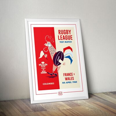 Rugby-Plakat FRANKREICH WALES 1960