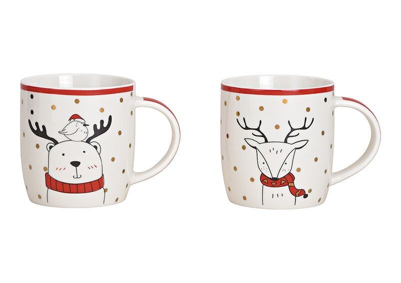 Tazza alce in porcellana bianca 2 volte, (L/A/P) 12x9x8 cm 350 ml