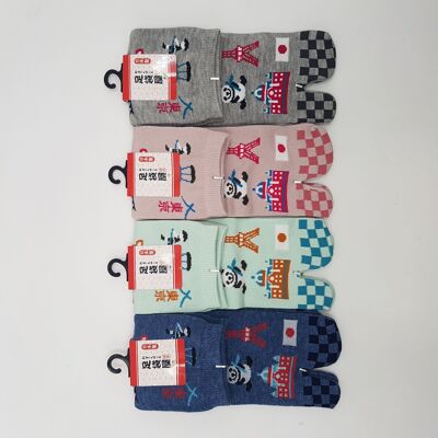 Japanische Tabi-Socken aus Baumwolle und Tokio-Muster, hergestellt in Japan, Größe Fr. 34–40