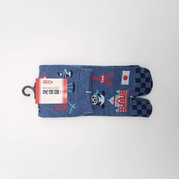 Chaussettes Japonaises Tabi en Coton et Motif Tokyo Made in Japan Taille Fr 34 - 40 5