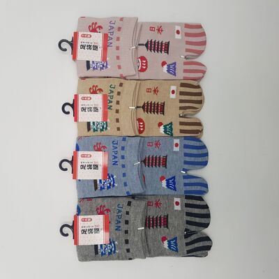 Japanische Tabi-Socken aus Baumwolle und japanischem Muster, hergestellt in Japan, Größe Fr. 34–40