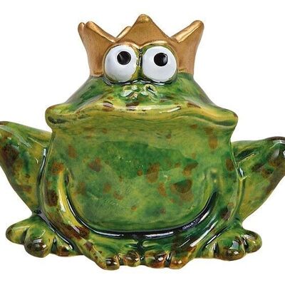 Frog King en céramique verte (L / H / P) 7x5x4cm