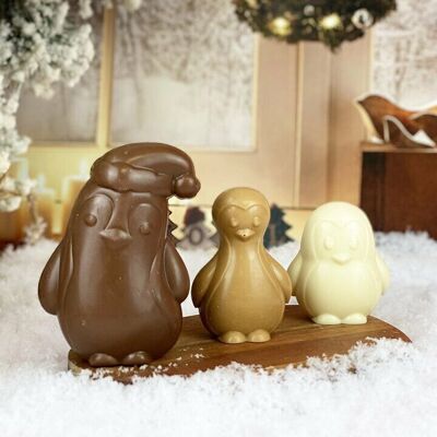 Pinguin-Familien-Set mit 3 Weihnachtsformen – handgefertigte Chocodic-Weihnachtsschokolade