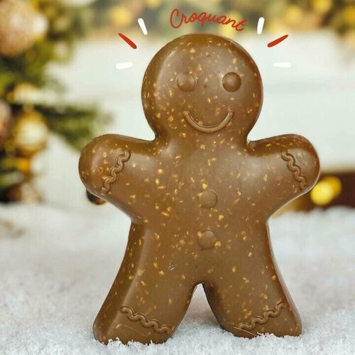 Bonhomme aux éclats de noisettes moulage de noël - Chocolat de Noel artisanal Chocodic