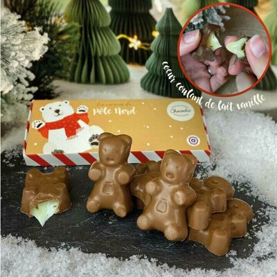 Osito de peluche de chocolate con corazón de leche y vainilla | molduras navideñas | Chocodic chocolate artesanal de Navidad