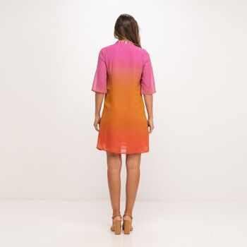 Robe courte à manches longueur coude dégradé orange 4