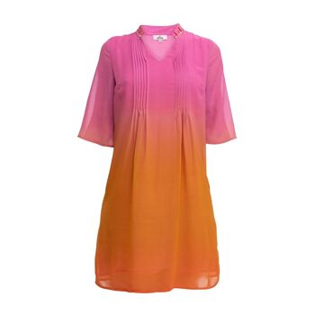 Robe courte à manches longueur coude dégradé orange 6