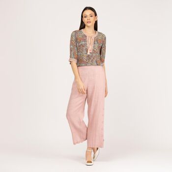 Pantalon rose fluide 100% lin 1